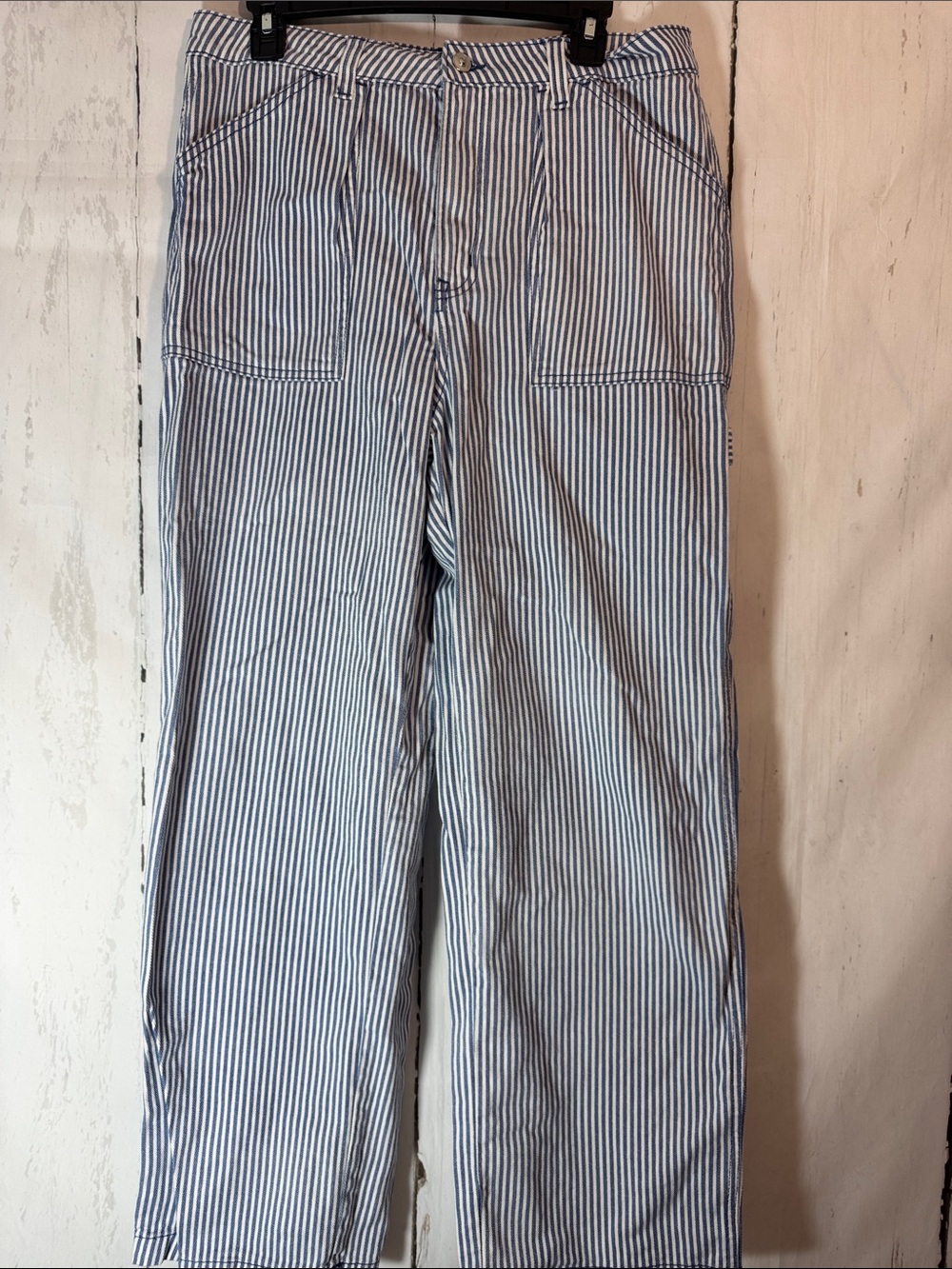 H&M Divided Blue and White Striped Cargo Pants